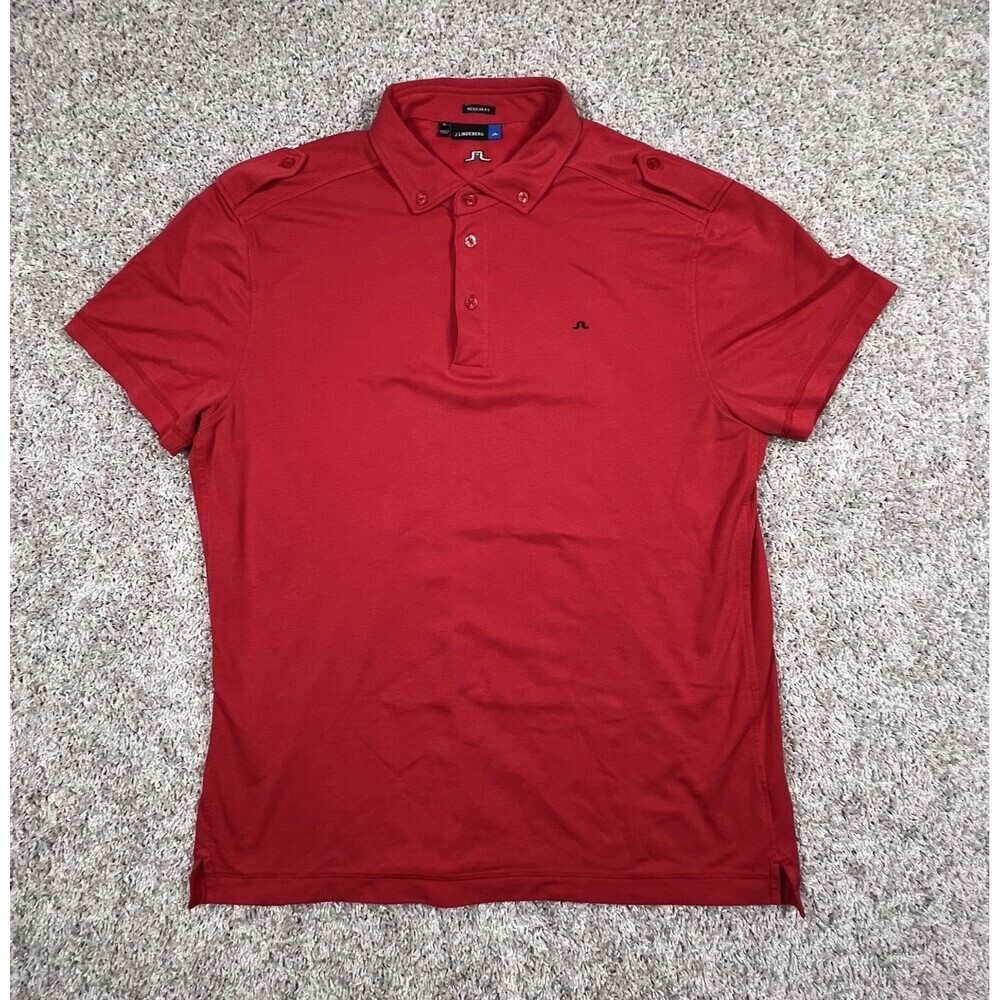 J Lindeberg Golf Polo Shirt XL Red Tech Mesh Luxury Performance